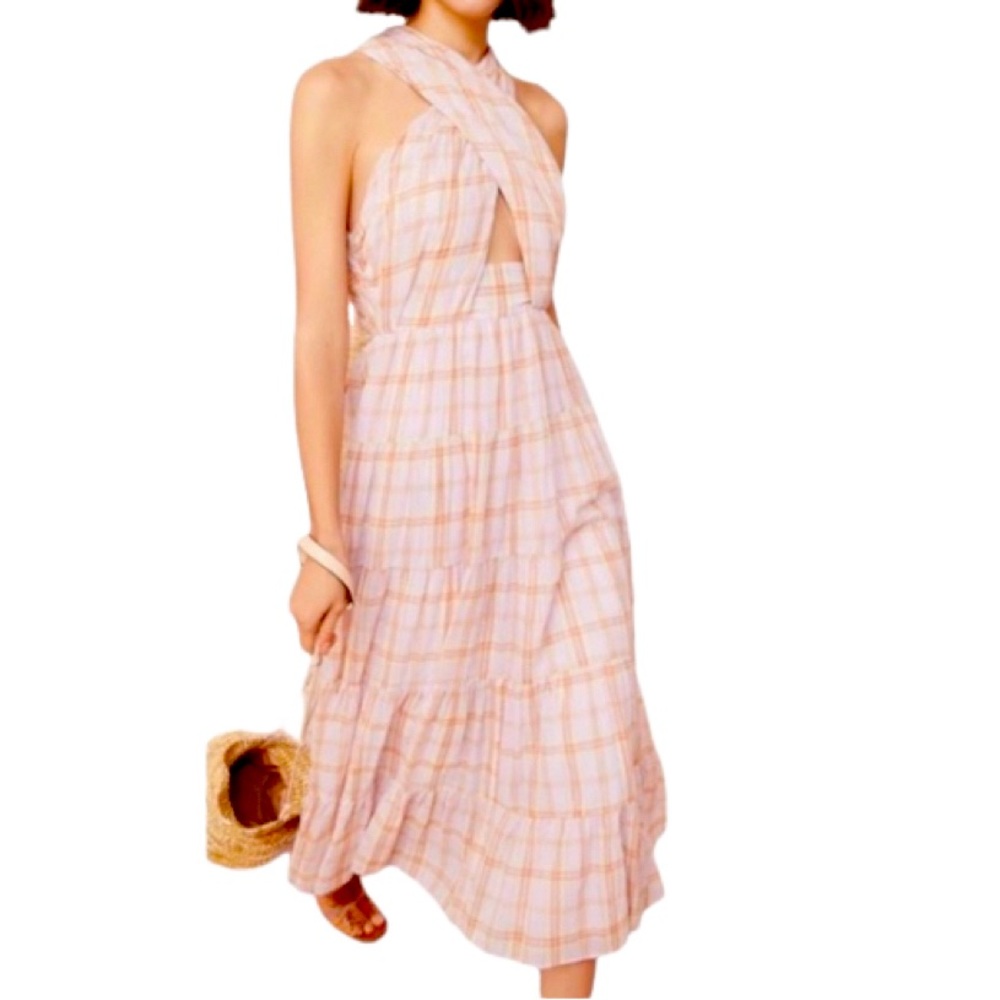 NWT Ulla Johnson Pale Lilac Plaid Noelle Dress